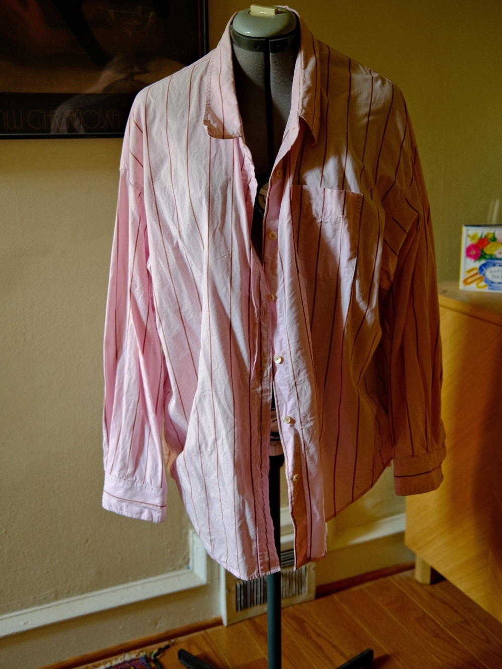Wilfred Reminisce Oversized Pink Stripe Button-Up Shirt